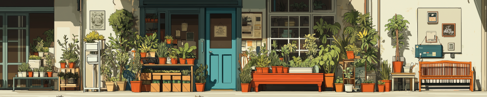 A new plant shop in an old downtown area